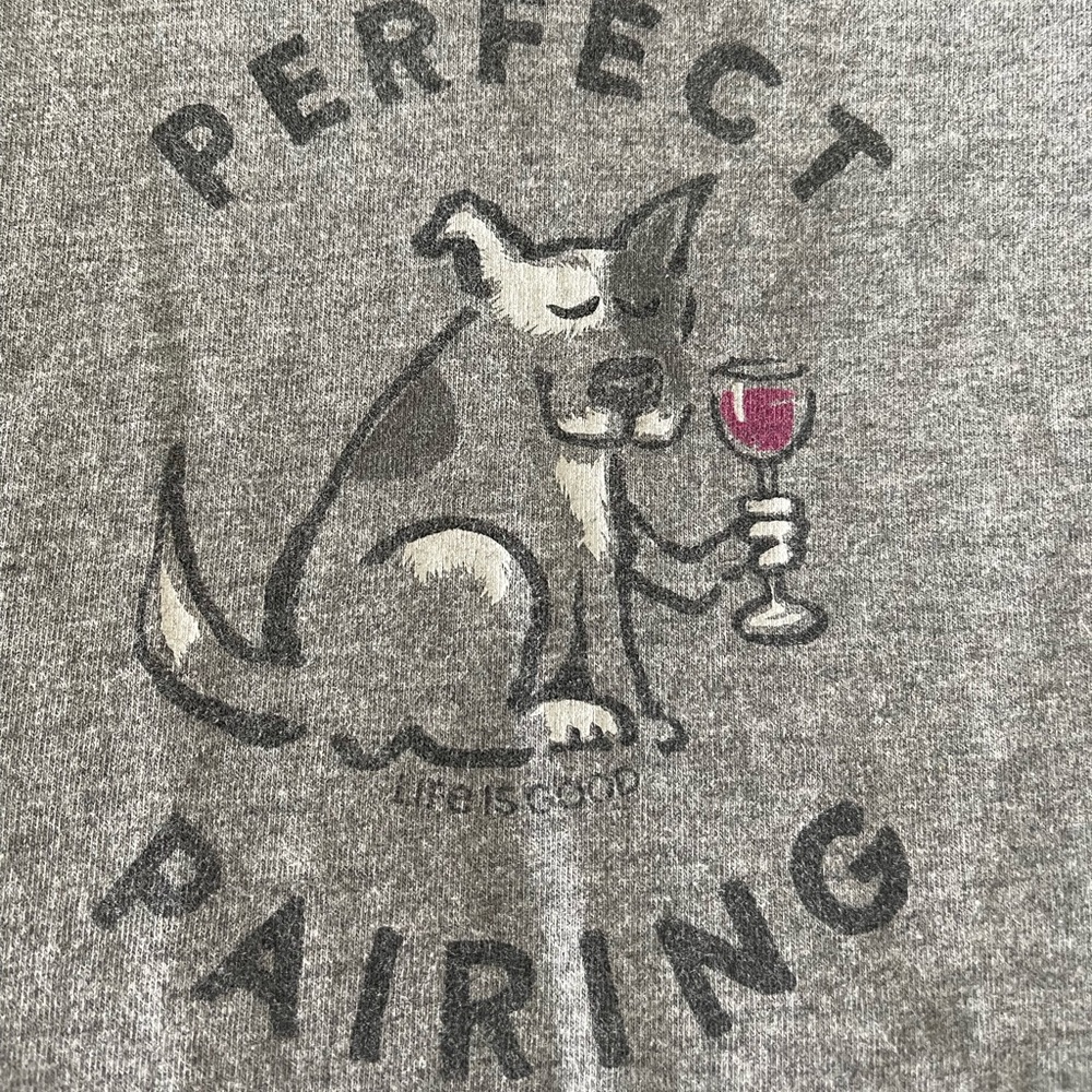 Life Is Good Crusher Vee “Perfect Pairing” size Medium, Gray